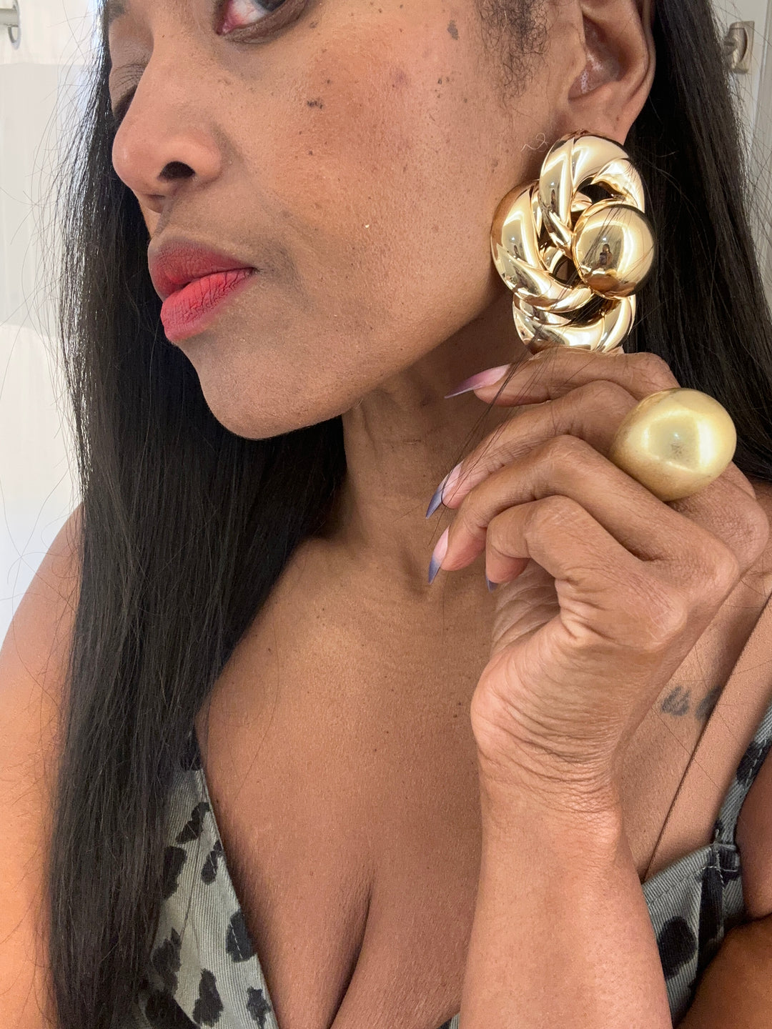 Oversized  Gold Pretzel Stud Earrings