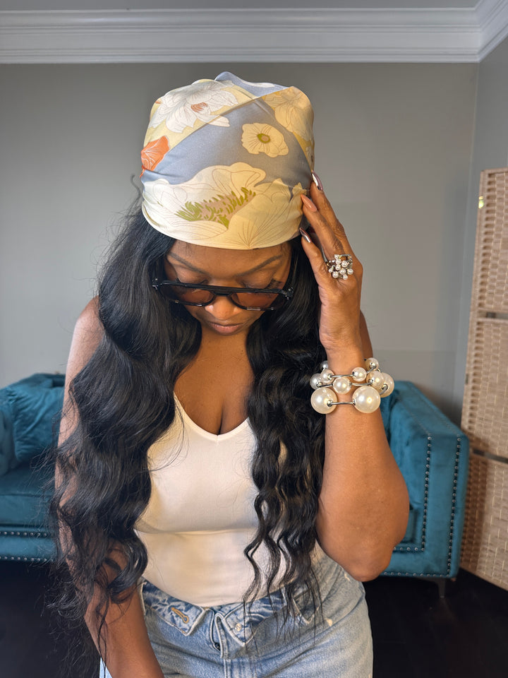 Summer Mood Scarf  - Cream Silver Light Blue