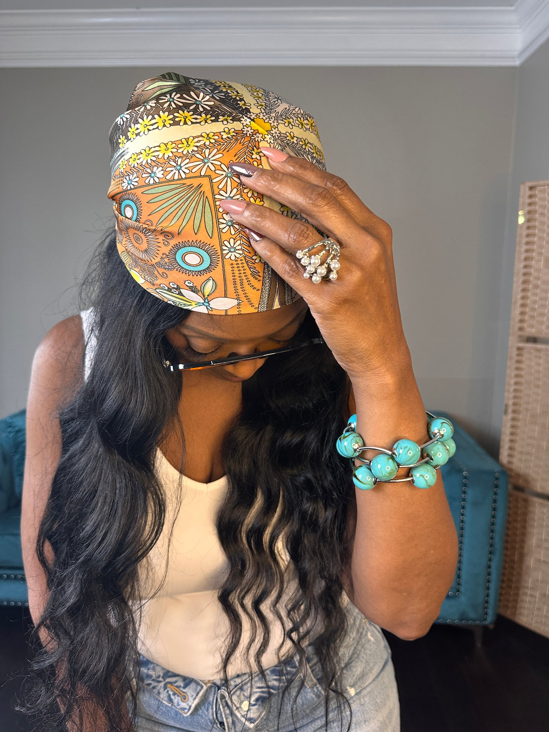 Summer Mood Scarf - Chocolate Turquoise Blend