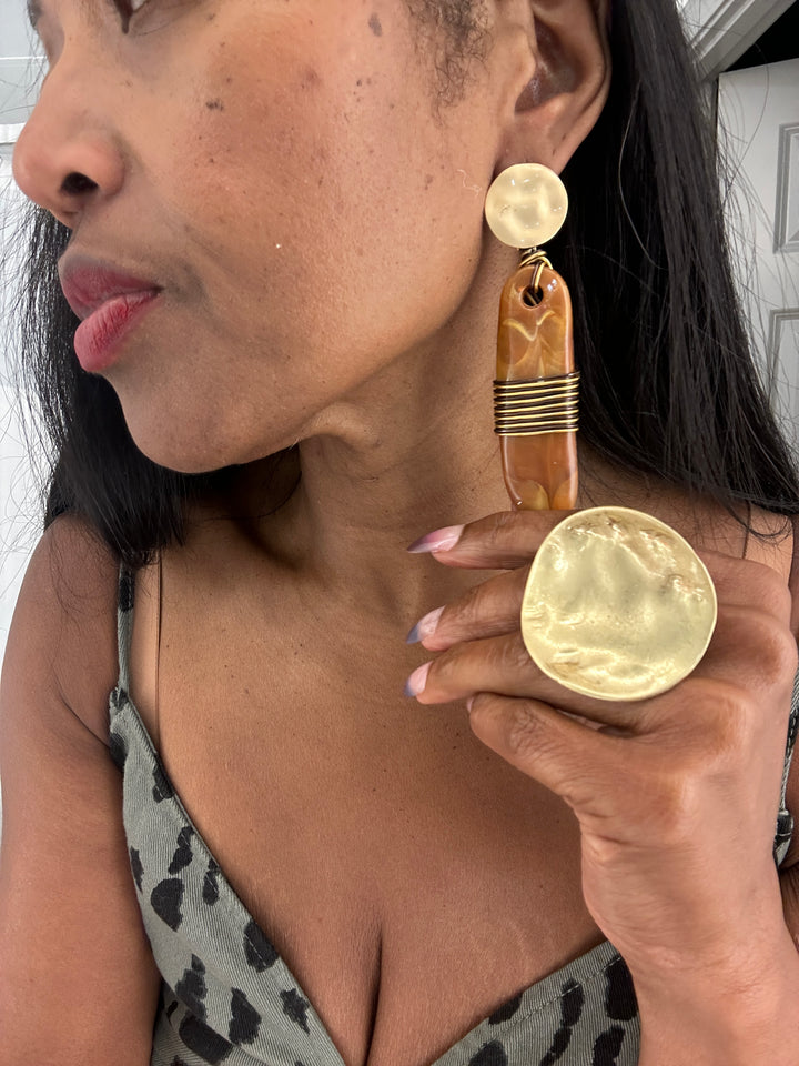 Oversized  Tribal Stud Earrings - Caramel Blend