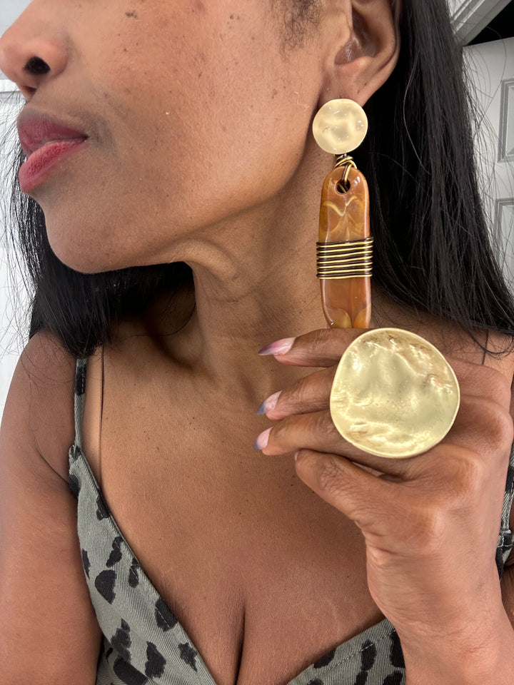 Oversized  Tribal Stud Earrings - Caramel Blend
