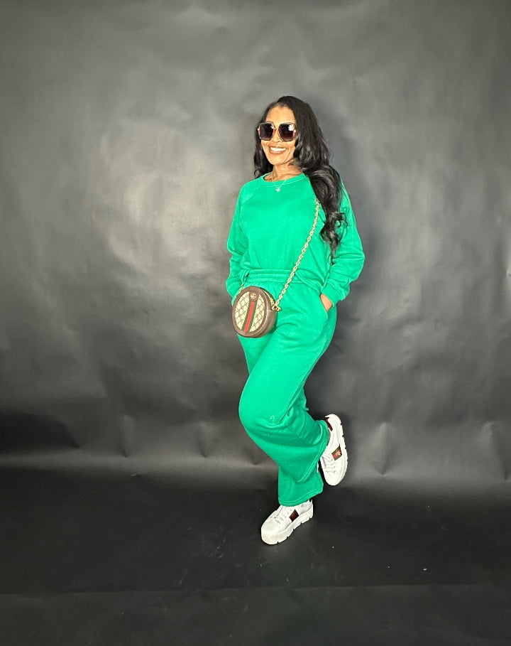 Winter Ready Plush Everyday Jogger Set - Kelly Green