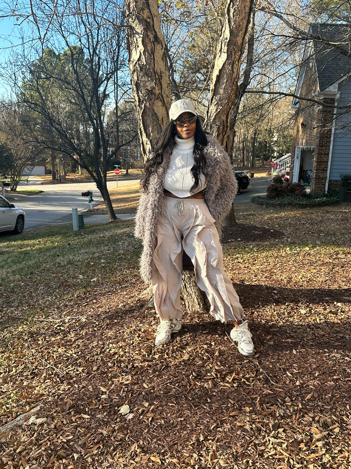 All the Frills Cargo Pants - Light Dove Grey