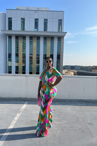 Rich Auntie Geometric Print Wide Leg Jumpsuit