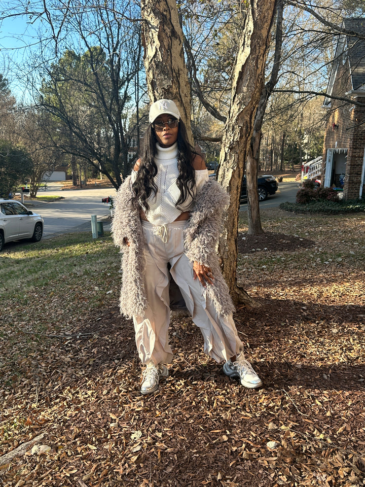 All the Frills Cargo Pants - Light Dove Grey