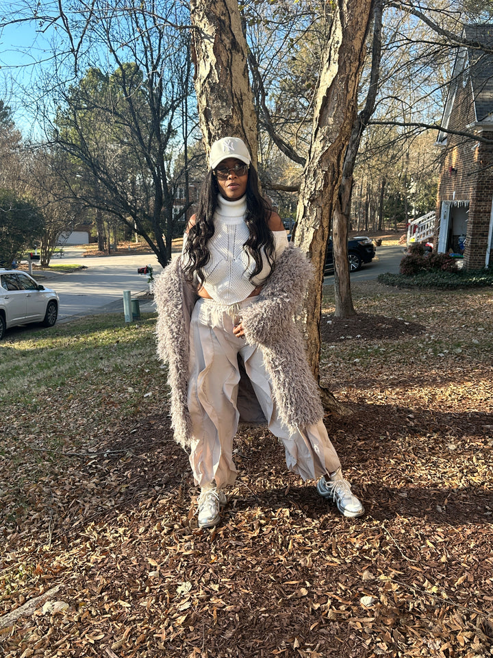 All the Frills Cargo Pants - Light Dove Grey