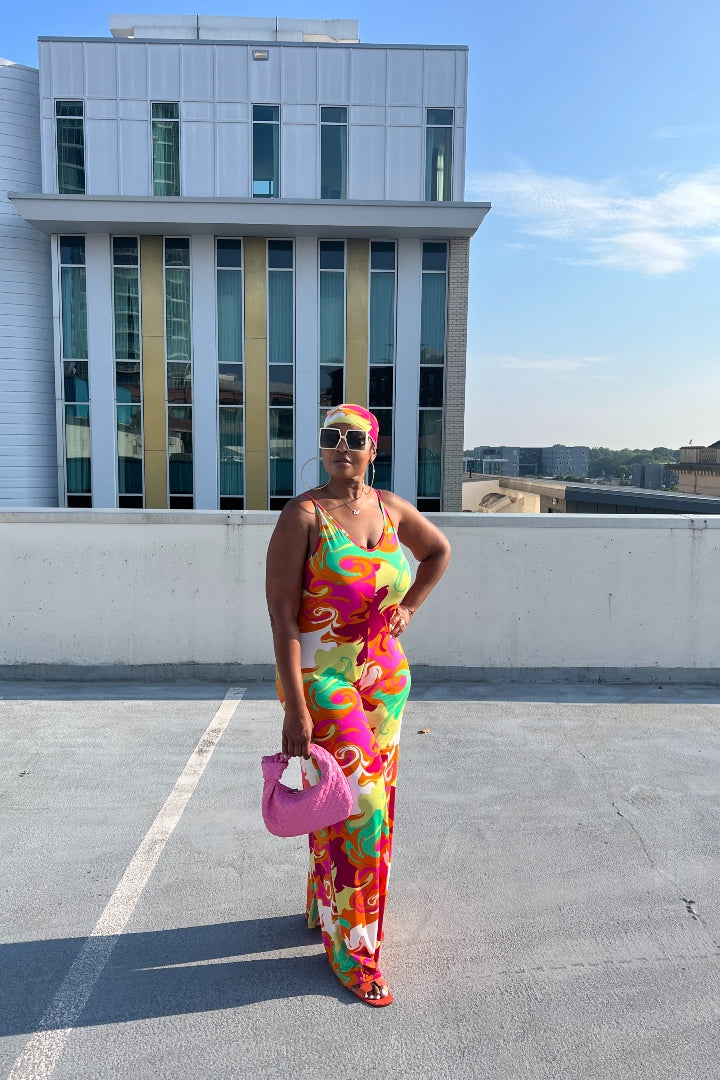 Jamaican Me Crazy Wide Leg Jumpsuit with Matching Scarf