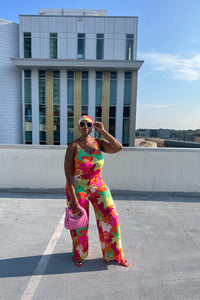 Jamaican Me Crazy Wide Leg Jumpsuit with Matching Scarf