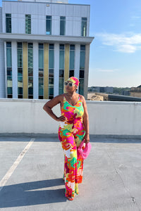 Jamaican Me Crazy Wide Leg Jumpsuit with Matching Scarf