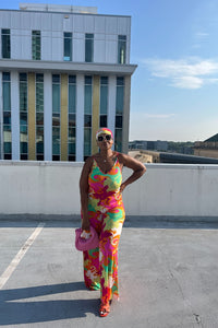 Jamaican Me Crazy Wide Leg Jumpsuit with Matching Scarf