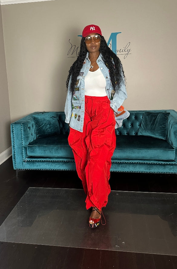 All the Frills Cargo Pants - Red