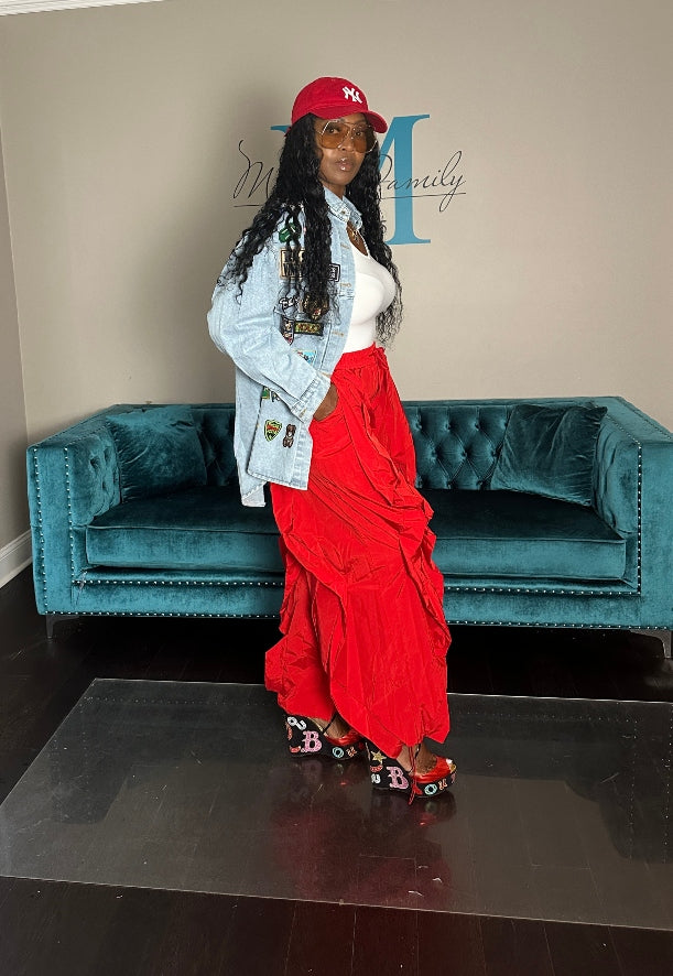 All the Frills Cargo Pants - Red