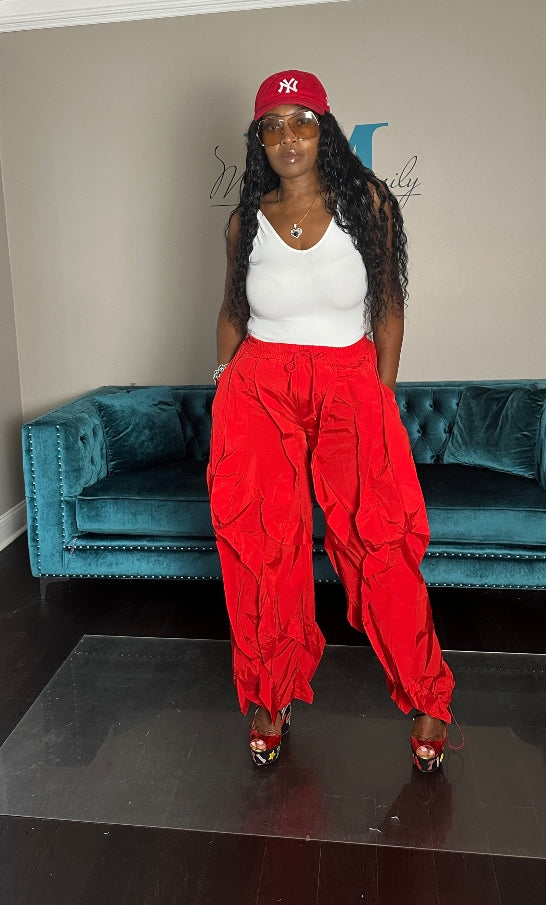 All the Frills Cargo Pants - Red
