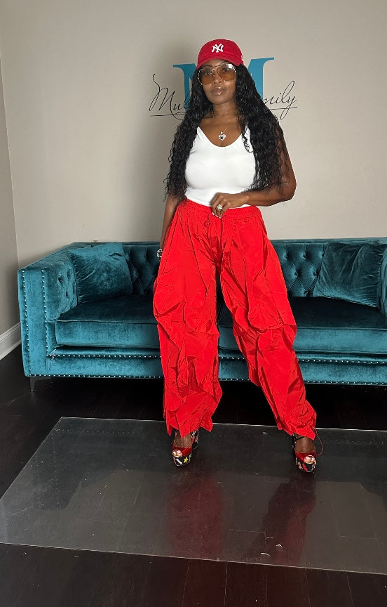 All the Frills Cargo Pants - Red