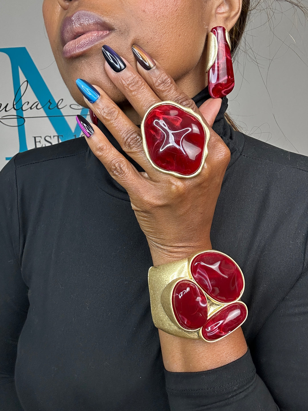 Oversized Bold Tulip  Earrings - Burgundy