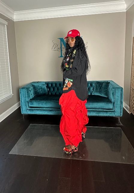 All the Frills Cargo Pants - Red
