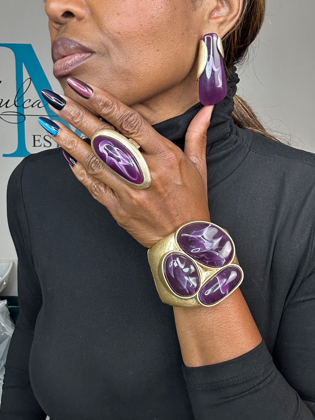 Oversized Bold Tulip  Earrings - Purple
