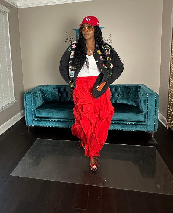 All the Frills Cargo Pants - Red