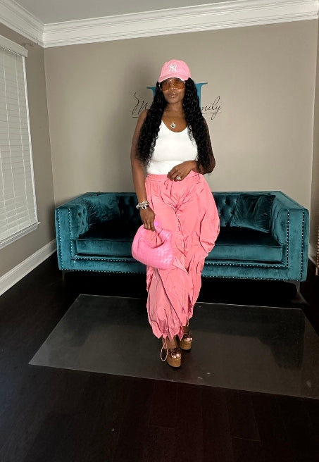 All the Frills Cargo Pants - Pink