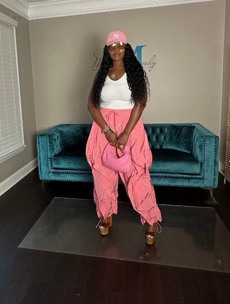 All the Frills Cargo Pants - Pink
