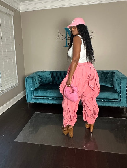 All the Frills Cargo Pants - Pink
