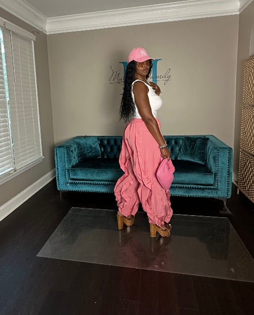 All the Frills Cargo Pants - Pink