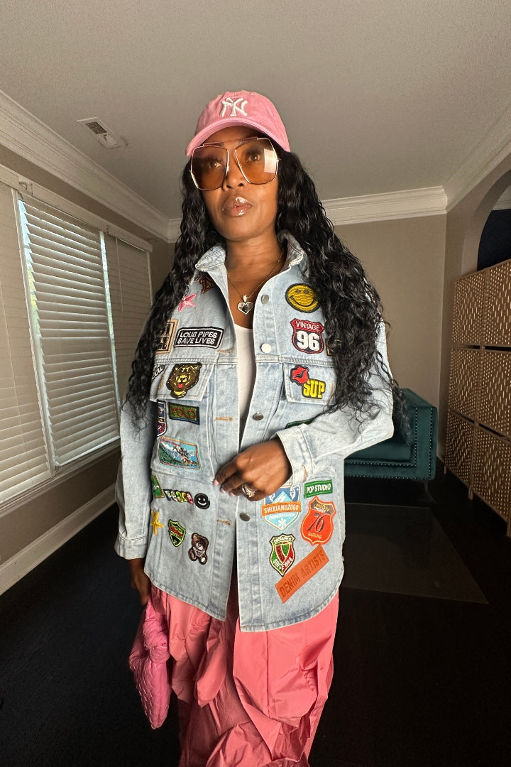Denim Patch Front Jacket -Blue