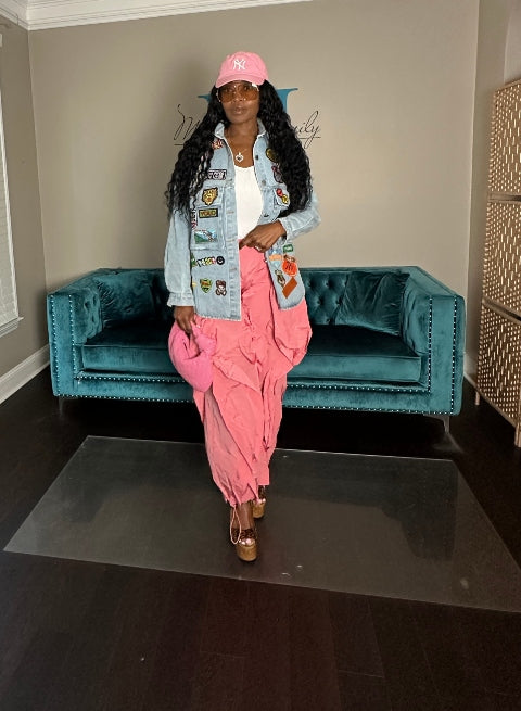All the Frills Cargo Pants - Pink