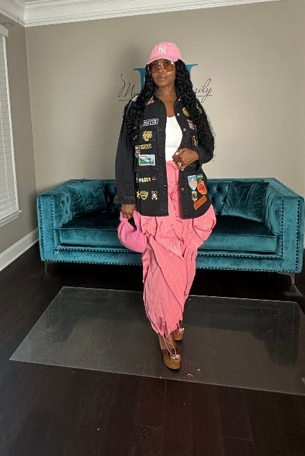 All the Frills Cargo Pants - Pink
