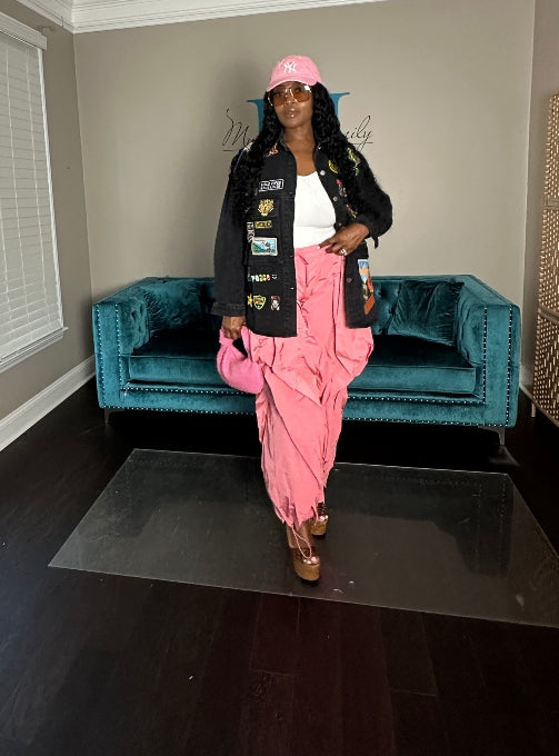 All the Frills Cargo Pants - Pink