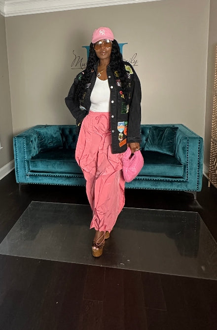 All the Frills Cargo Pants - Pink