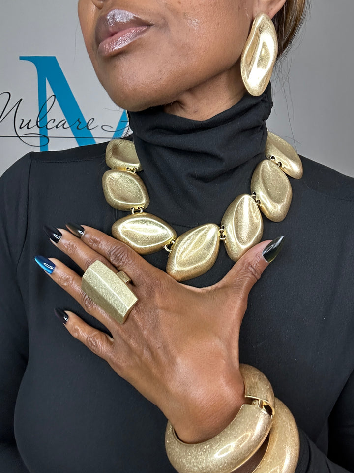 Gold Fashion Flat Link Necklace
