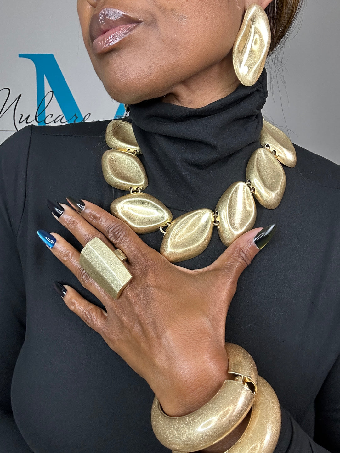 Gold Fashion Flat Link Necklace