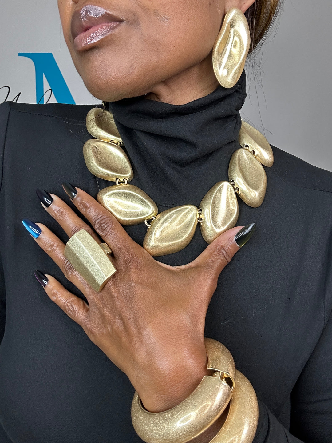 Gold Fashion Flat Link Necklace