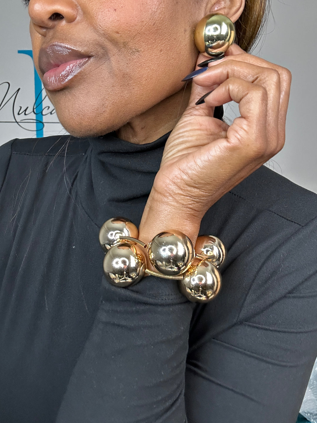 Oversized  Gold Ball Stud Earrings