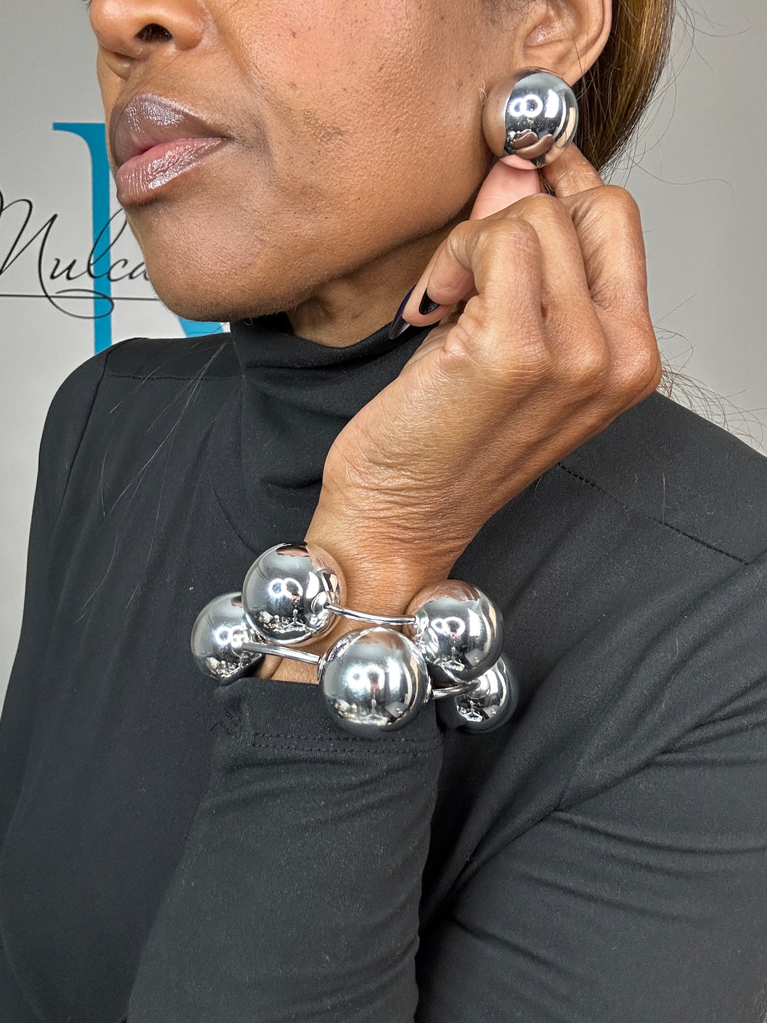 Oversized  Silver Ball Stud Earrings