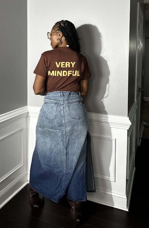 Party in the Front  Denim Full Length Stretch Maxi Skirt