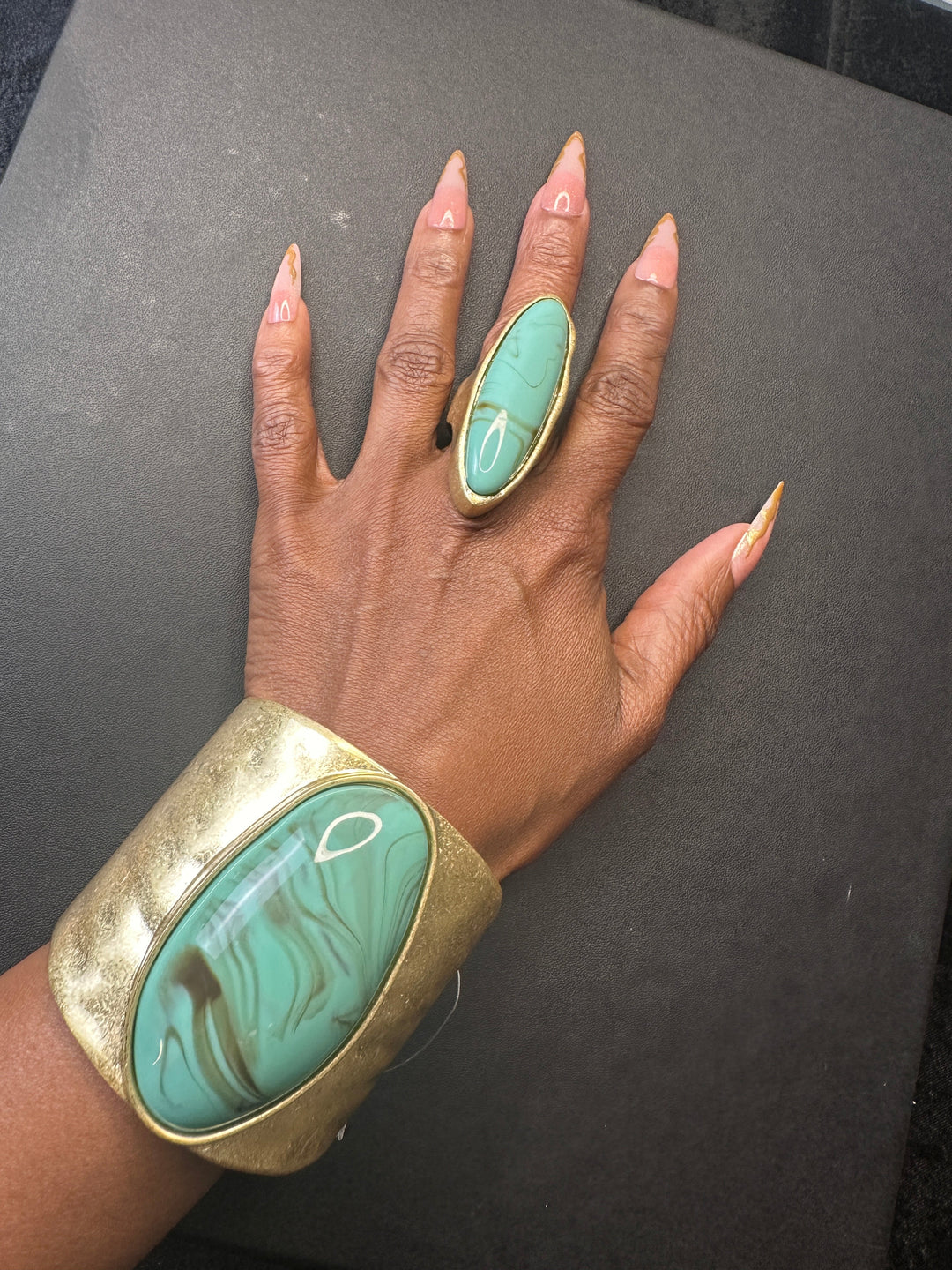 Wonder Woman  Hinged Bangle Bracelet -  Turquoise