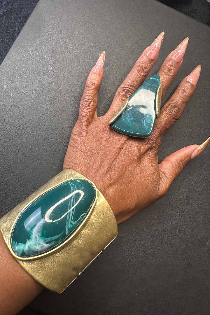 Wonder Woman  Hinged Bangle Bracelet -  Teal