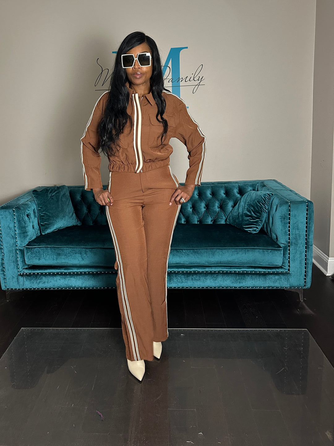 Chocolate Brown Tailored Track Suit Set