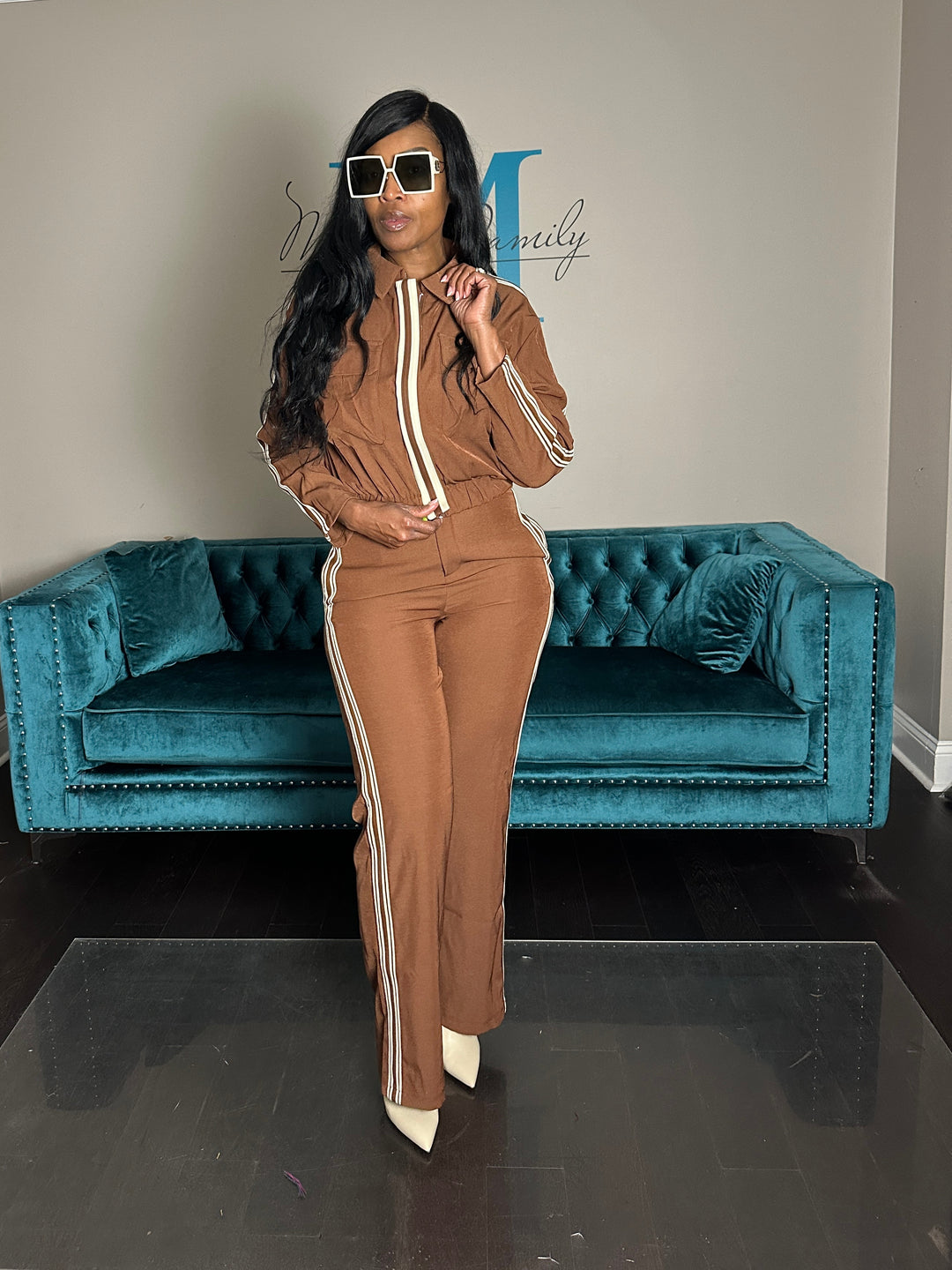 Chocolate Brown Tailored Track Suit Set
