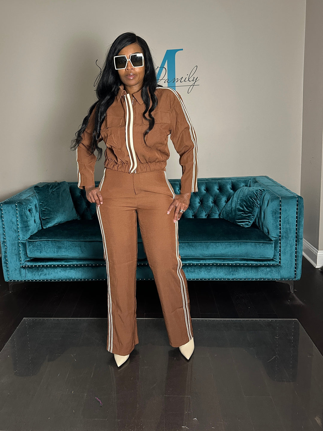 Chocolate Brown Tailored Track Suit Set