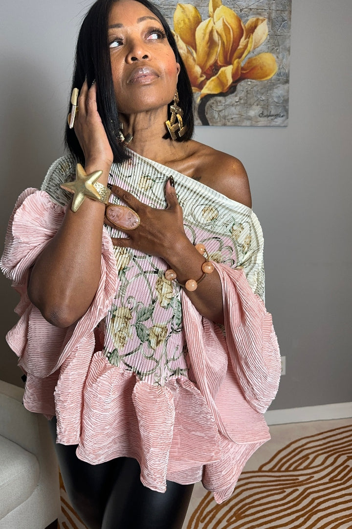 Pre-Order So Fancy  Ruffled Top - Pink Blend Ships 11/4
