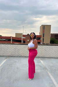 Frilly Wide Legged Pants - Hot Pink
