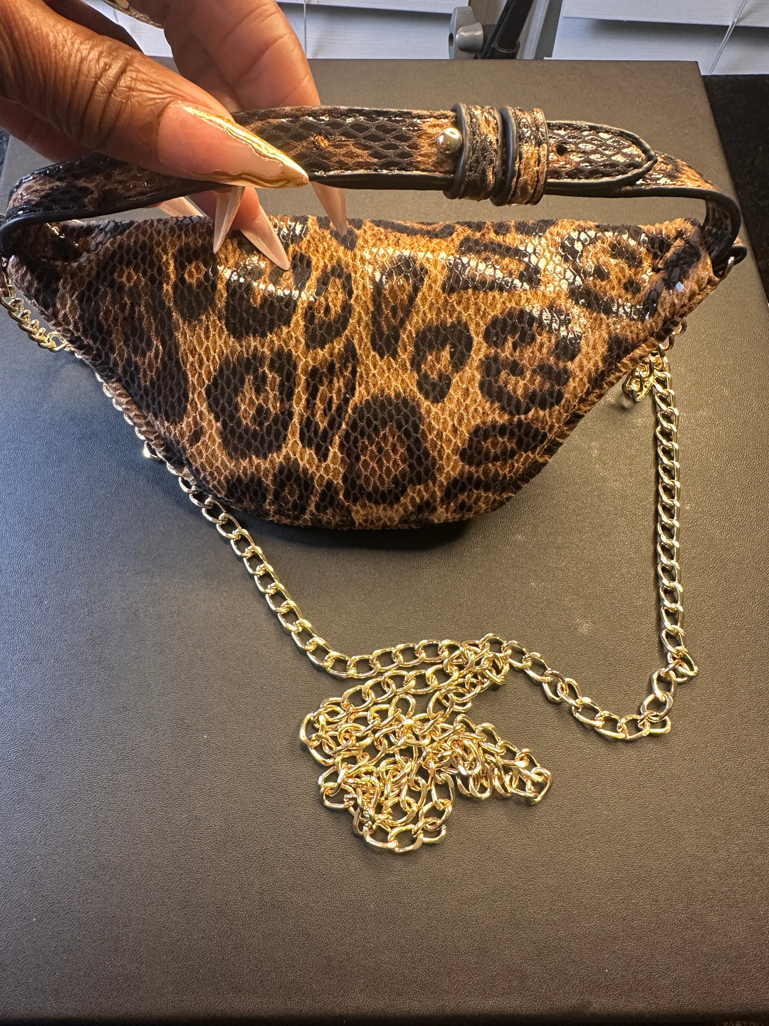 Leopard mini crossbody bag with strap