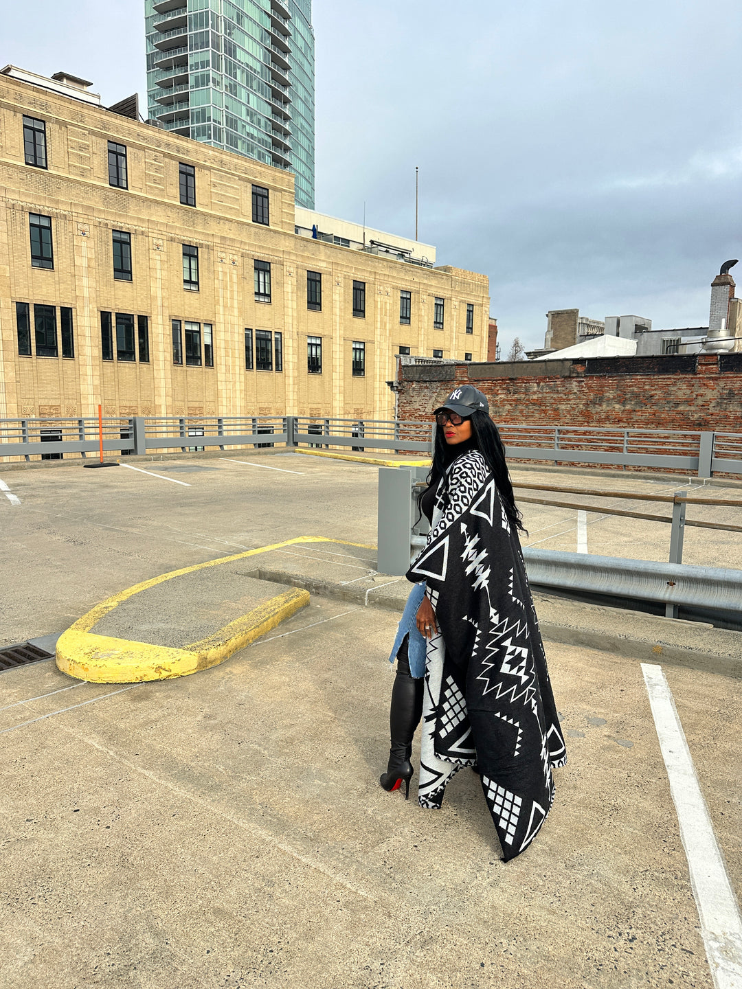 Rich Auntie Open Front Winter Kimono for Women- Black and Grey Blend Ships 1/30