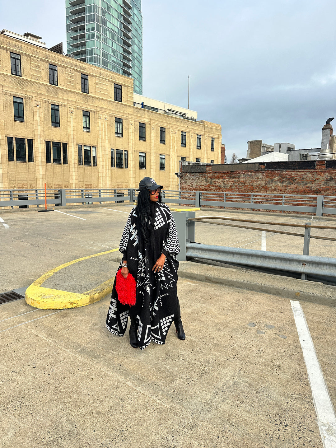 Rich Auntie Open Front Winter Kimono for Women- Black and Grey Blend Ships 1/30