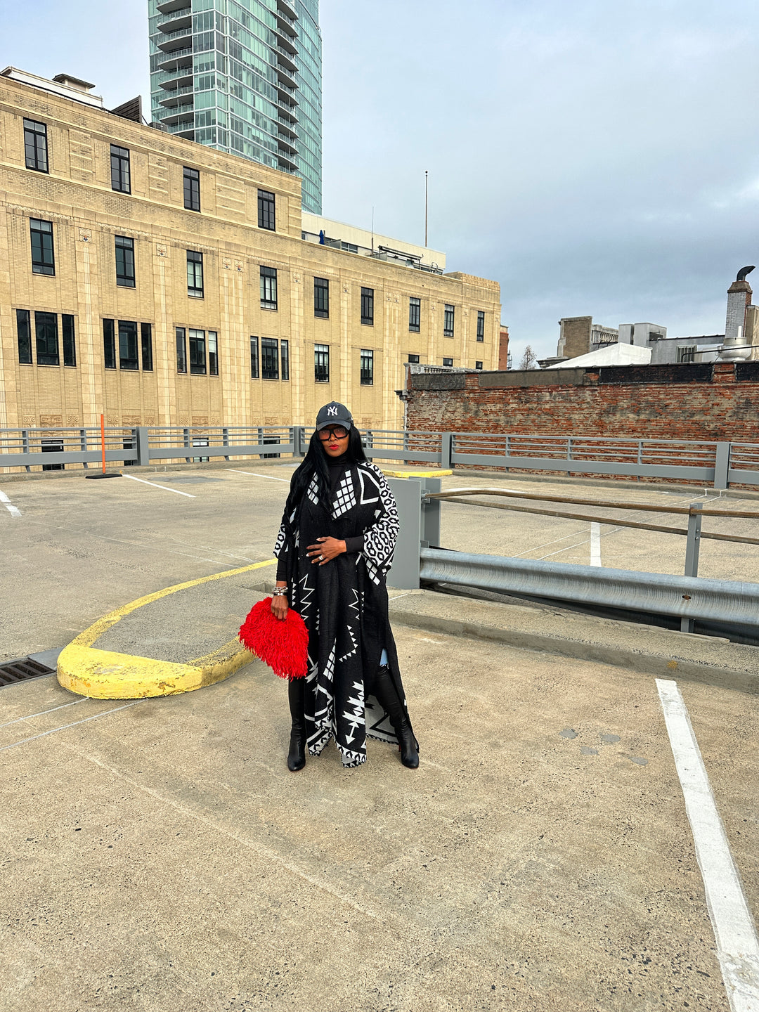 Rich Auntie Open Front Winter Kimono for Women- Black and Grey Blend Ships 1/30