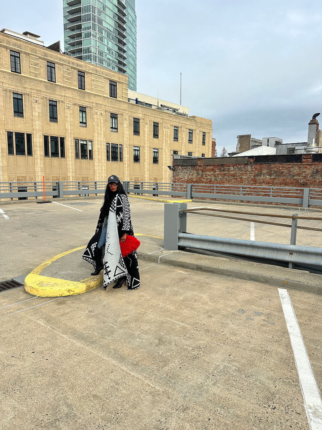 Rich Auntie Open Front Winter Kimono for Women- Black and Grey Blend Ships 1/30