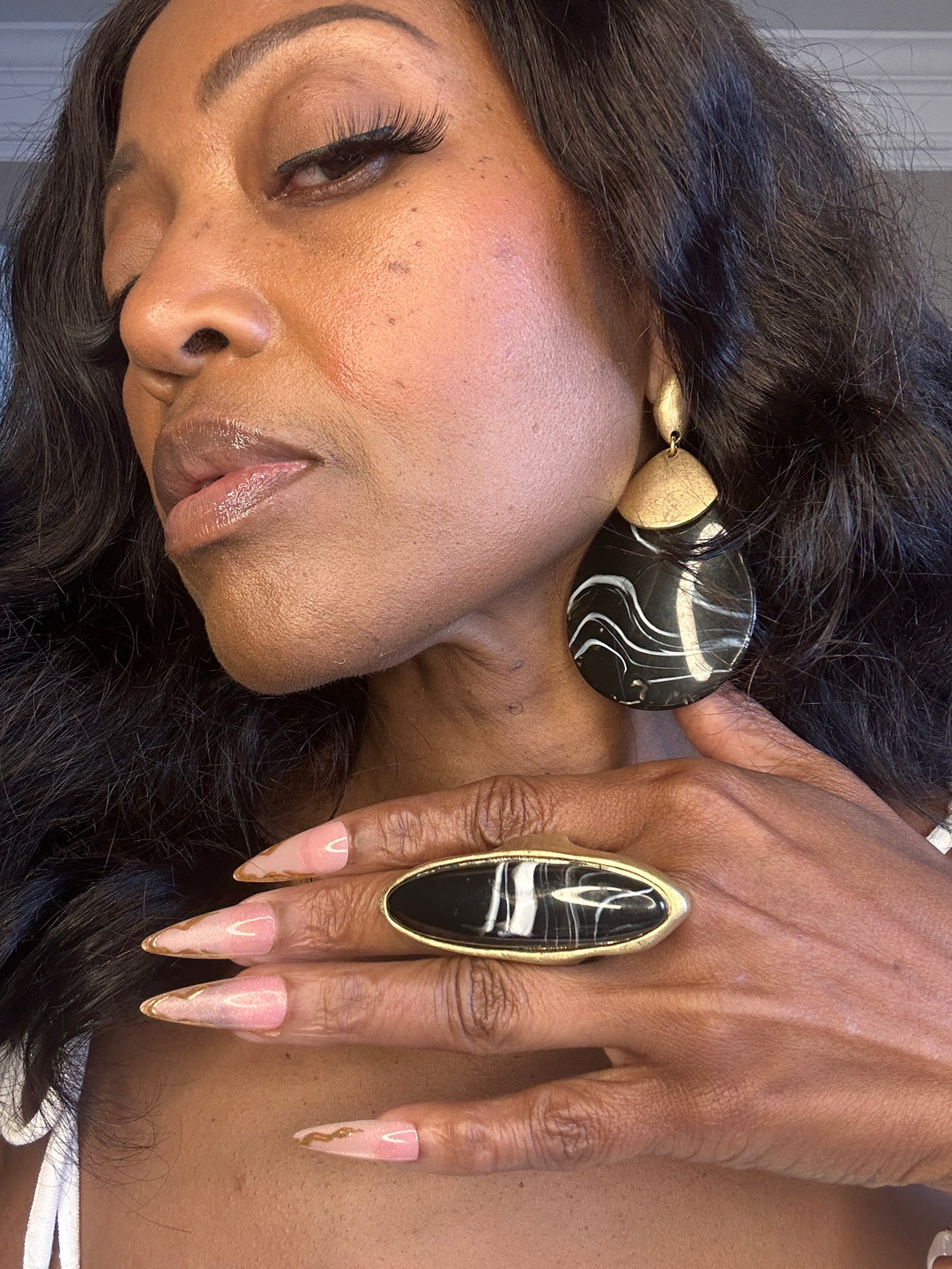 Oversized Bold Tear Drop Statement Earrings - Black